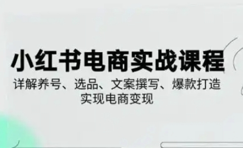 小红书从0-1实操课(2023-2025)，详解养号、选品、文案撰写、爆款打造实现电商变现-轻创终点站